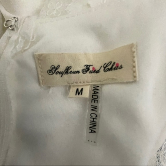 Southern Fried Chics white lace maxi dress medium - Picture 6 of 11